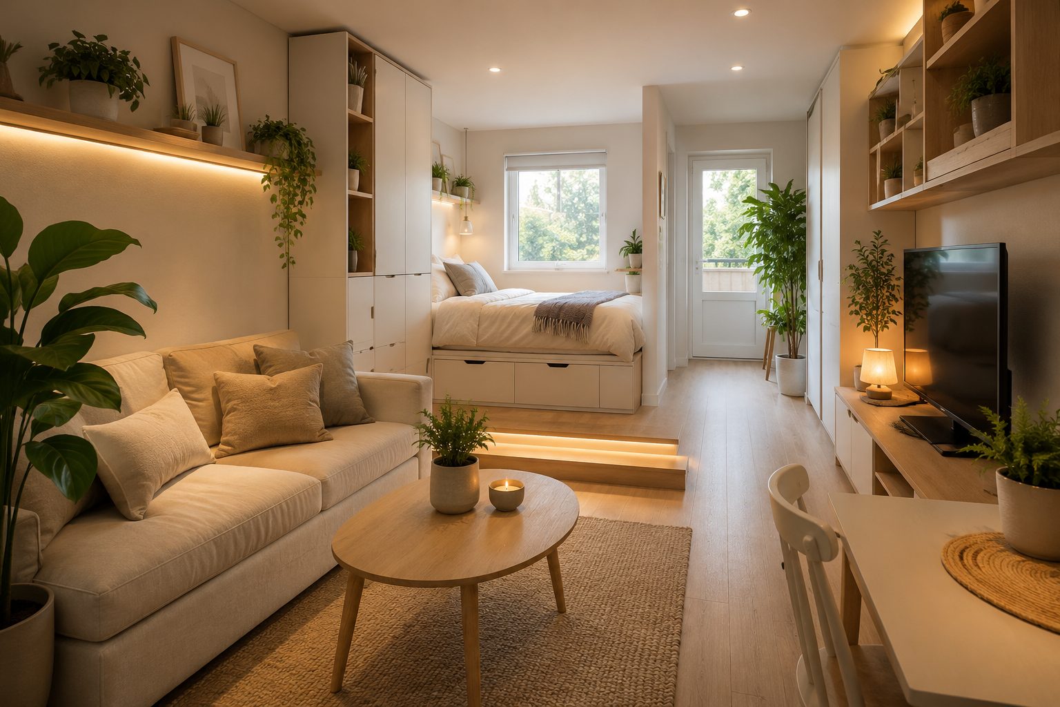 Kleines Zimmer platzsparend eingerichtet